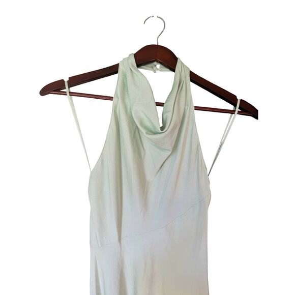 ALC NWT Sara Gown Maxi Dress Halter Mint Green Sz 6 Open Back Formal Satin $595 - Picture 4 of 12